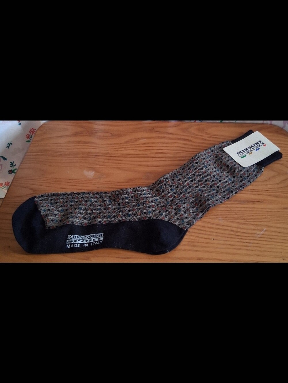 NWT Vintage Missoni Sport Blue Dotted Wool & Cotton Blend Casual Socks SZ 11.5